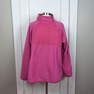 J.Crew | Pink Quilted Fleece Pullover Size Extra Large